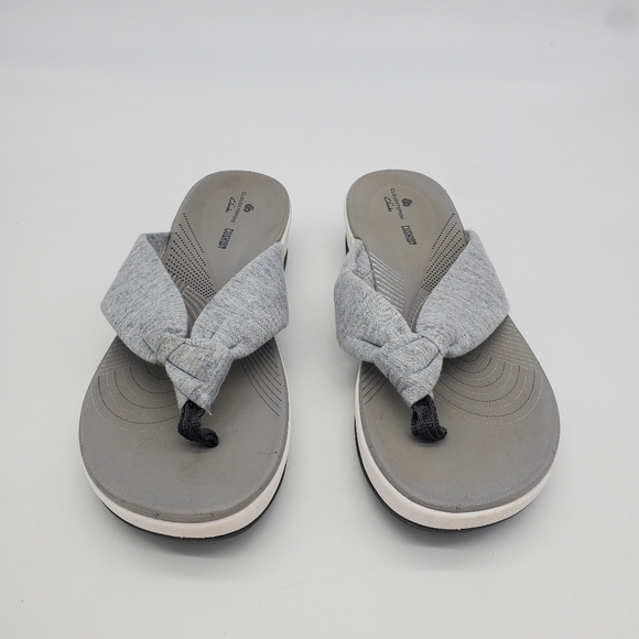 Cloudsteppers by Clarks Shoes Women's 8 Arla Glison Thong Sandals Gray White - Picture 3 of 12